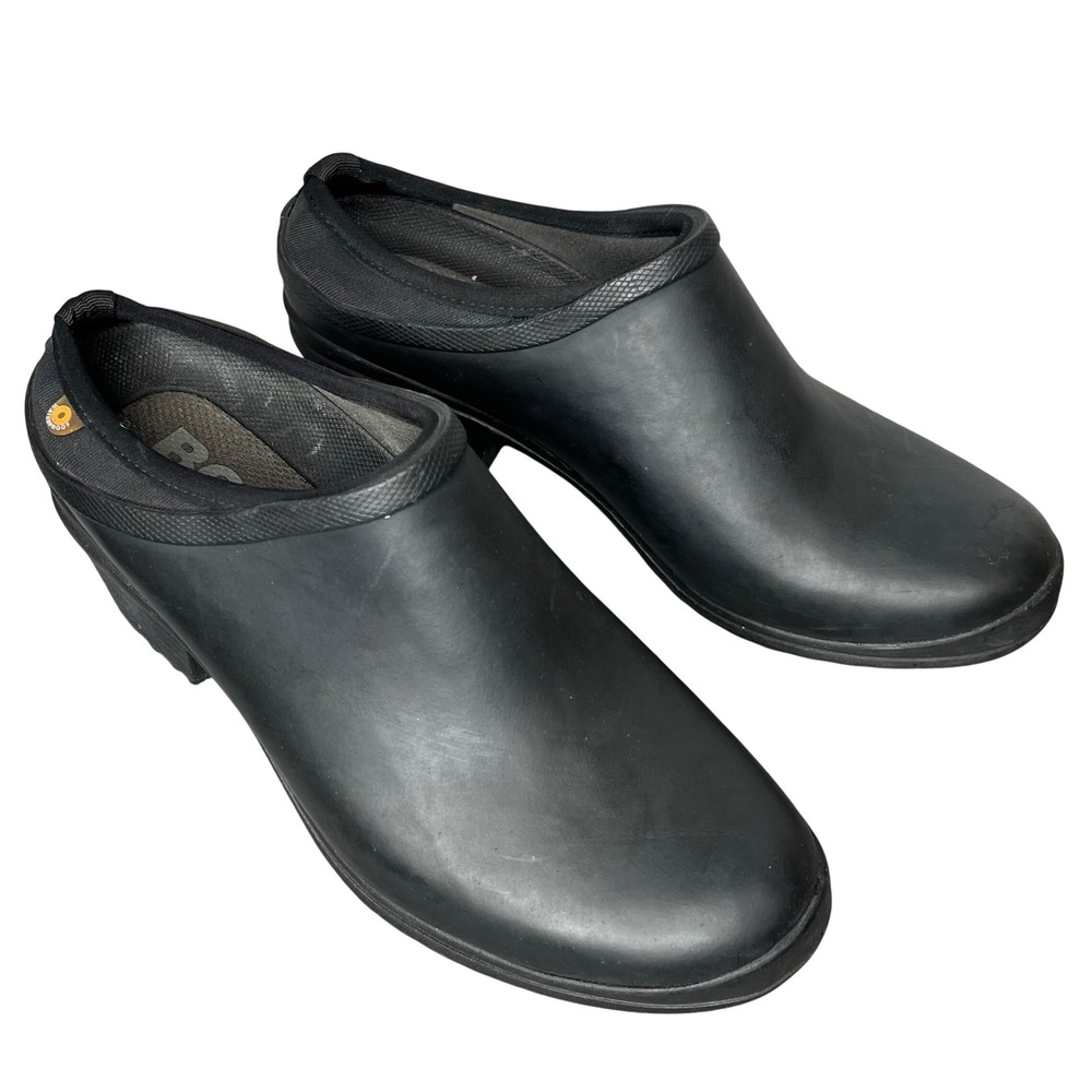 Bogs‎ Vista Clog Womens 7 Black Waterproof Rubber Slip On Clog Rain Shoes Women